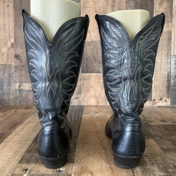 Nocona Vintage Black Western Cowboy Boots Mens 9.5 E - Picture 7 of 12